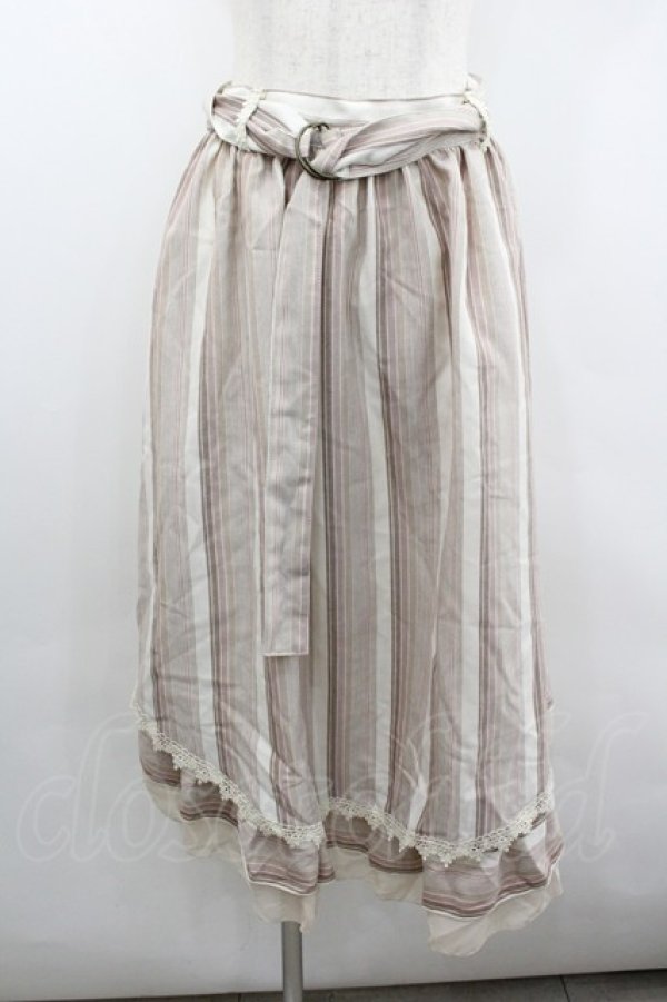 画像1: axes femme / マルチストライプイレヘムスカート  ピンク I-26-02-08-094-AX-SK-SA-ZI (1)