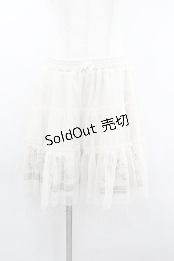 画像1: axes femme / アンティークプリントチュールボリュームスカート M アイボリ- I-26-02-08-096-AX-SK-TE-ZI (1)