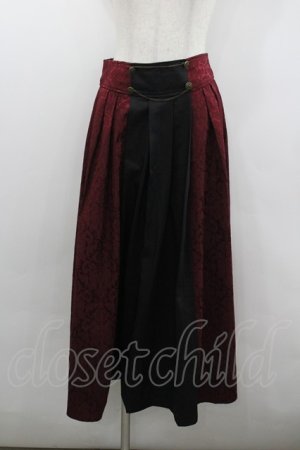 画像: axes femme / チェーン付ジャガード切替スカート  ワイン I-26-02-08-103-AX-SK-SA-ZI