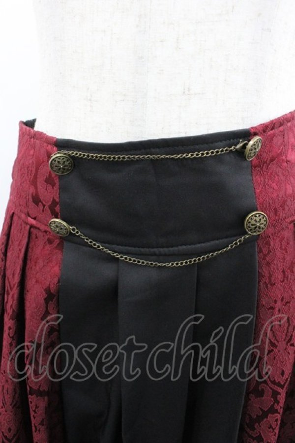 画像2: axes femme / チェーン付ジャガード切替スカート  ワイン I-26-02-08-103-AX-SK-SA-ZI (2)