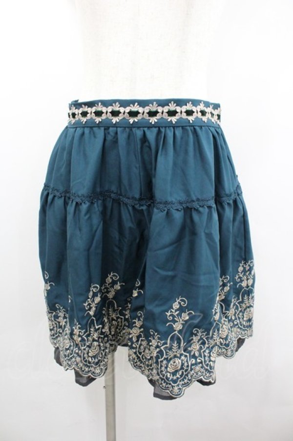 画像1: axes femme POETIQUE / 裾刺繍スカパン  グリーン I-26-02-08-104-AX-PA-SA-ZI (1)