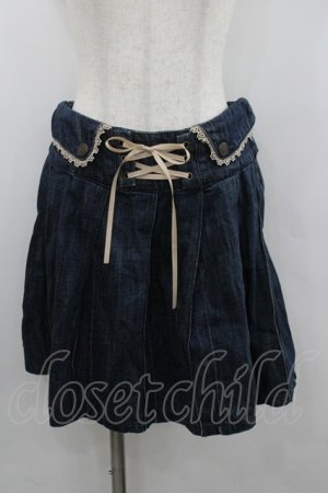 画像: axes femme / 編み上げリボンデニムスカート  青デニム I-26-02-08-107-AX-SK-SA-ZI