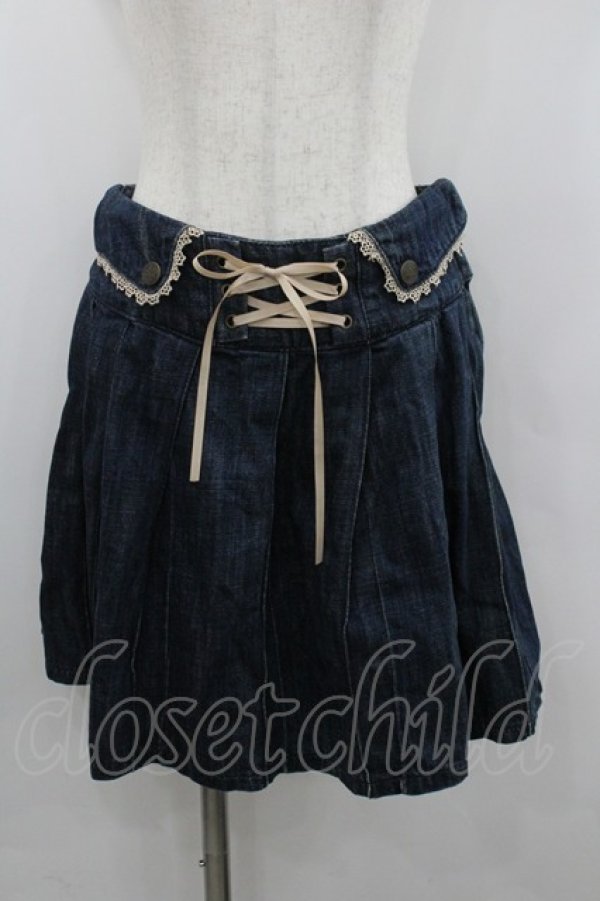 画像1: axes femme / 編み上げリボンデニムスカート  青デニム I-26-02-08-107-AX-SK-SA-ZI (1)