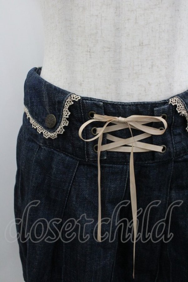 画像3: axes femme / 編み上げリボンデニムスカート  青デニム I-26-02-08-107-AX-SK-SA-ZI (3)