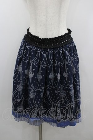 画像: axes femme / シャンデリア柄スカート  ネイビーＸグレー I-26-02-08-108-AX-SK-SA-ZI