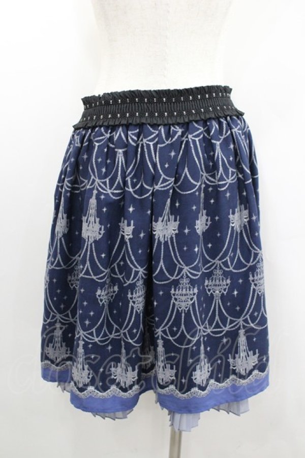画像3: axes femme / シャンデリア柄スカート  ネイビーＸグレー I-26-02-08-108-AX-SK-SA-ZI (3)