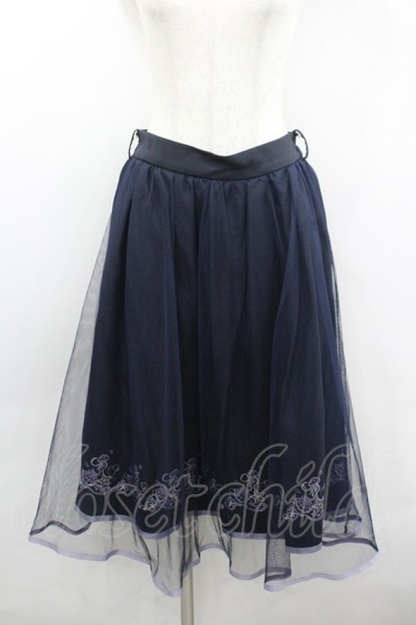 画像1: axes femme POETIQUE / マリン裾刺繍スカート  ネイビー I-26-02-08-110-AX-SK-SA-ZI (1)