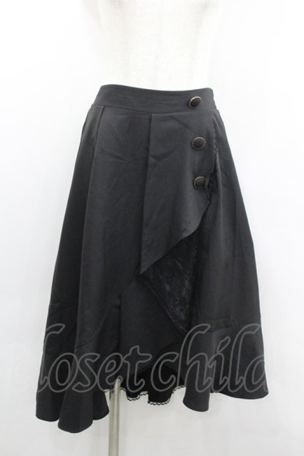 画像1: axes femme / 釦付ラッフルスカート M 黒 I-26-02-08-111-AX-SK-TE-ZI (1)