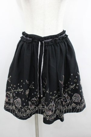 画像: axes femme / 夜空刺繍スカート M 黒 I-26-02-08-115-AX-SK-TE-ZI