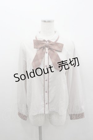 画像: axes femme POETIQUE / パイピングデザインブラウス  ベージュＸチェック I-26-02-08-017-AX-BL-SA-ZI