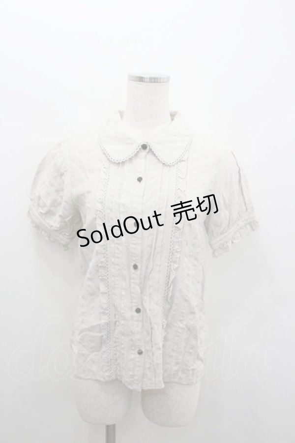 画像1: axes femme POETIQUE / ラメストライプ半袖ブラウス  アイボリー I-26-02-08-018-AX-BL-SA-ZI (1)