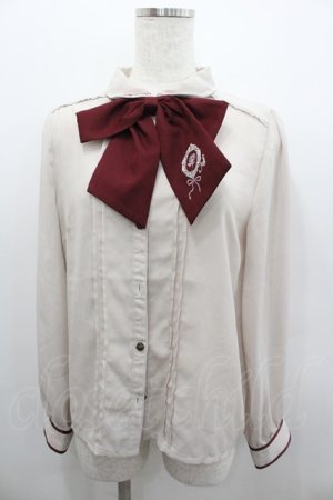 画像: axes femme / ローズカメオ風刺繍リボンブラウス  ベージュＸボルドー I-26-02-08-020-AX-BL-SA-ZI