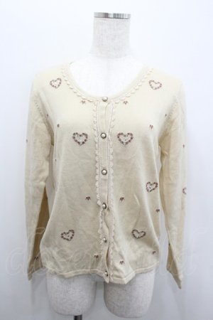 画像: axes femme / 花刺繍ニットカーデ  アイボリー I-26-02-08-023-AX-TO-SA-ZI