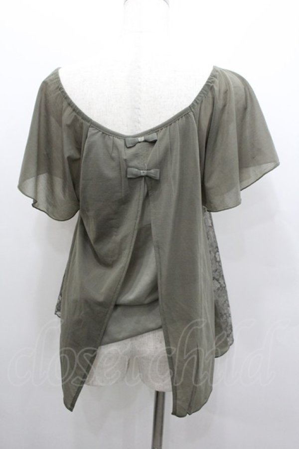 画像2: axes femme / バックリボンレーストップス  カーキ I-26-02-08-028-AX-TO-SA-ZI (2)