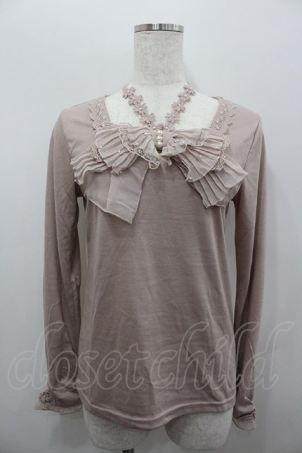 画像1: axes femme / BIGリボン長袖カットソー  ピンク I-26-02-11-039-AX-TO-SA-ZI (1)