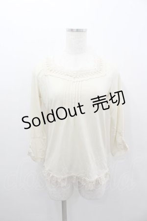 画像: axes femme / ストーンレース長袖カットソー  アイボリー I-26-02-11-041-AX-TO-SA-ZI