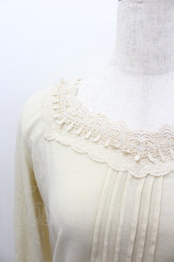 画像2: axes femme / ストーンレース長袖カットソー  アイボリー I-26-02-11-041-AX-TO-SA-ZI (2)