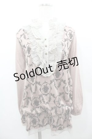 画像: axes femme / ローズカメオフロッキートップス  ピンクＸ黒 I-26-02-11-005-AX-TO-SA-ZI