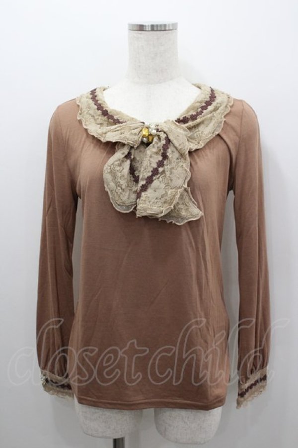 画像1: axes femme / レースBIGリボンカットソー  ピンク I-26-02-11-044-AX-TO-SA-ZI (1)