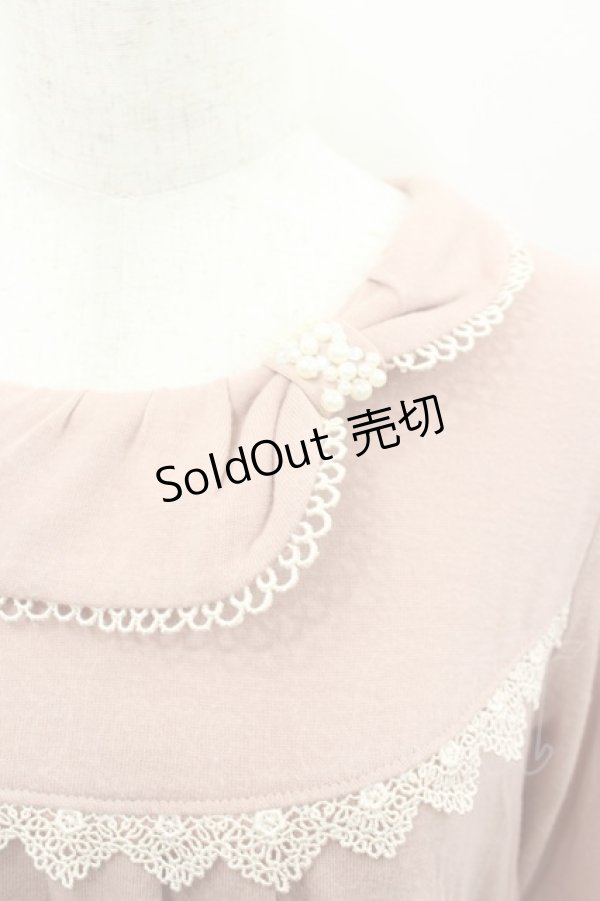 画像2: axes femme / パールリボン襟長袖トップス  ピンクＸ白 I-26-02-11-048-AX-TO-SA-ZI (2)