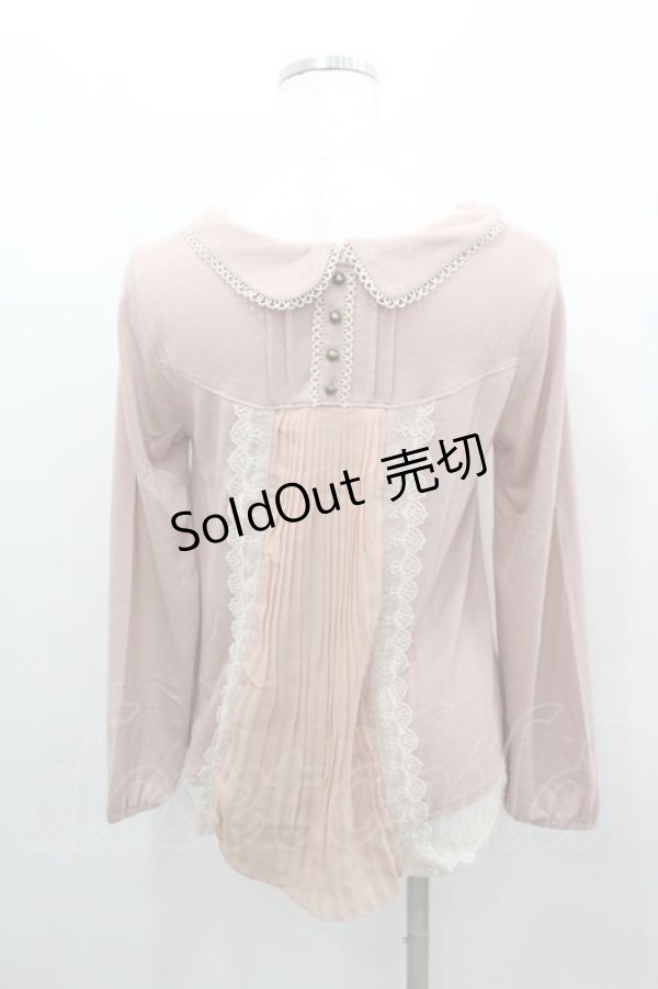画像3: axes femme / パールリボン襟長袖トップス  ピンクＸ白 I-26-02-11-048-AX-TO-SA-ZI (3)
