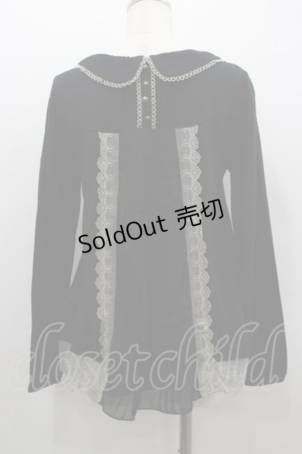 画像3: axes femme / パールリボン襟長袖トップス  黒Ｘアイボリー I-26-02-11-049-AX-TO-SA-ZI (3)