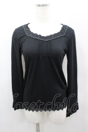 画像: axes femme / ストーンレースカットソー  黒 I-26-02-11-050-AX-TO-SA-ZI