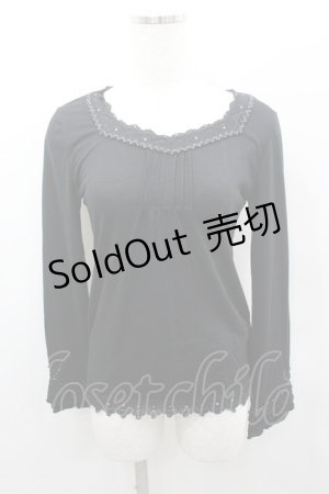 画像: axes femme / ストーンレースカットソー  黒 I-26-02-11-050-AX-TO-SA-ZI