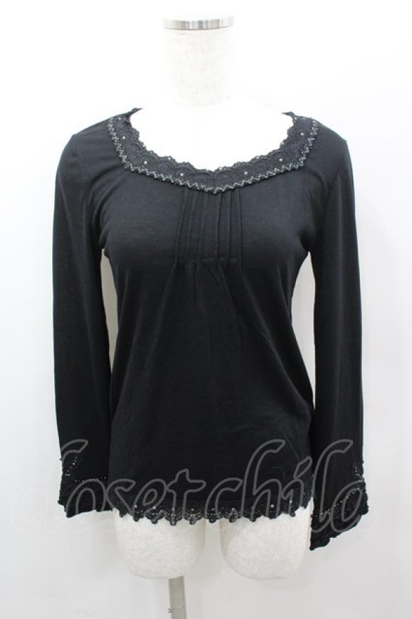 画像1: axes femme / ストーンレースカットソー  黒 I-26-02-11-050-AX-TO-SA-ZI (1)