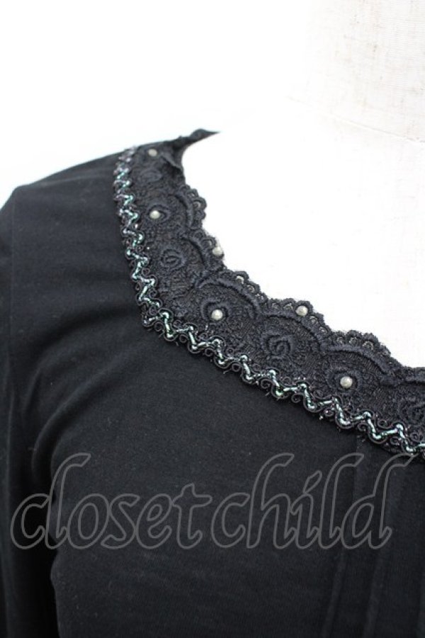 画像2: axes femme / ストーンレースカットソー  黒 I-26-02-11-050-AX-TO-SA-ZI (2)