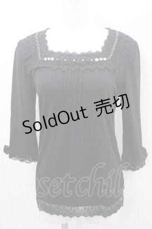 画像: axes femme / レースビジュー長袖カットソー  黒 I-26-02-11-051-AX-TO-SA-ZI