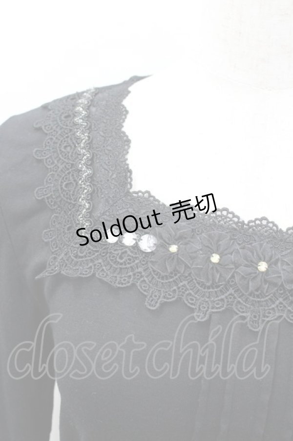 画像2: axes femme / レースビジュー長袖カットソー  黒 I-26-02-11-051-AX-TO-SA-ZI (2)