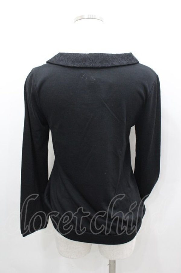 画像3: axes femme / 編み上げリボンパール襟カットソー  黒Ｘ青 I-26-02-11-052-AX-TO-SA-ZI (3)