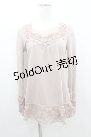 画像: axes femme / ドット薔薇シフォンカットソー  ピンク I-26-02-11-057-AX-TO-SA-ZI