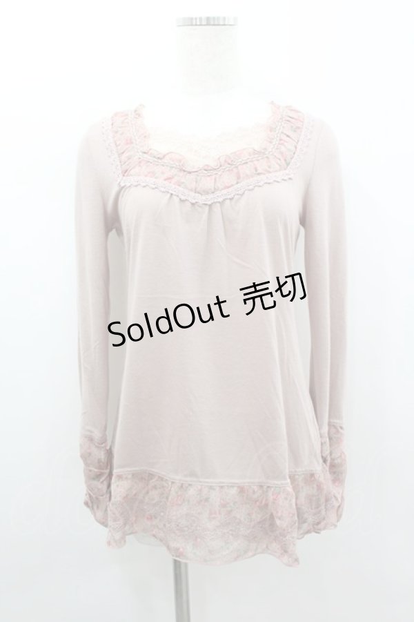 画像1: axes femme / ドット薔薇シフォンカットソー  ピンク I-26-02-11-057-AX-TO-SA-ZI (1)