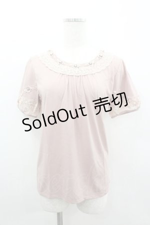 画像: axes femme / 立体お花半袖インナーPO M アワピンク I-26-02-11-059-AX-TO-SA-ZI