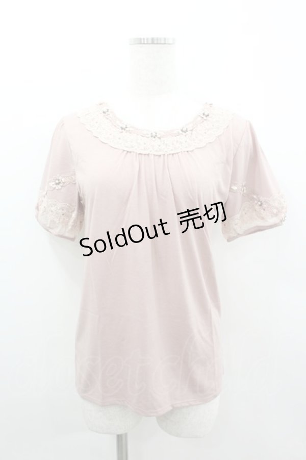 画像1: axes femme / 立体お花半袖インナーPO M アワピンク I-26-02-11-059-AX-TO-SA-ZI (1)