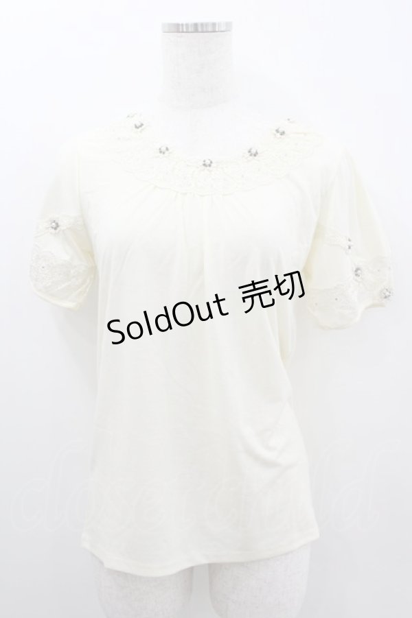 画像1: axes femme / 立体お花半袖インナーPO M キナリ I-26-02-11-060-AX-TO-SA-ZI (1)