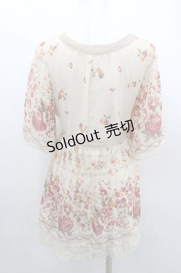 画像3: axes femme / ヴィンテージフラワーガウン風チュニック M クリーム I-26-02-11-064-AX-TO-SA-ZI (3)