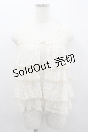 画像: LIZ LISA / 4段レースフリルノースリーブカーディガン  アイボリー I-26-02-11-068-LO-TO-SA-ZI