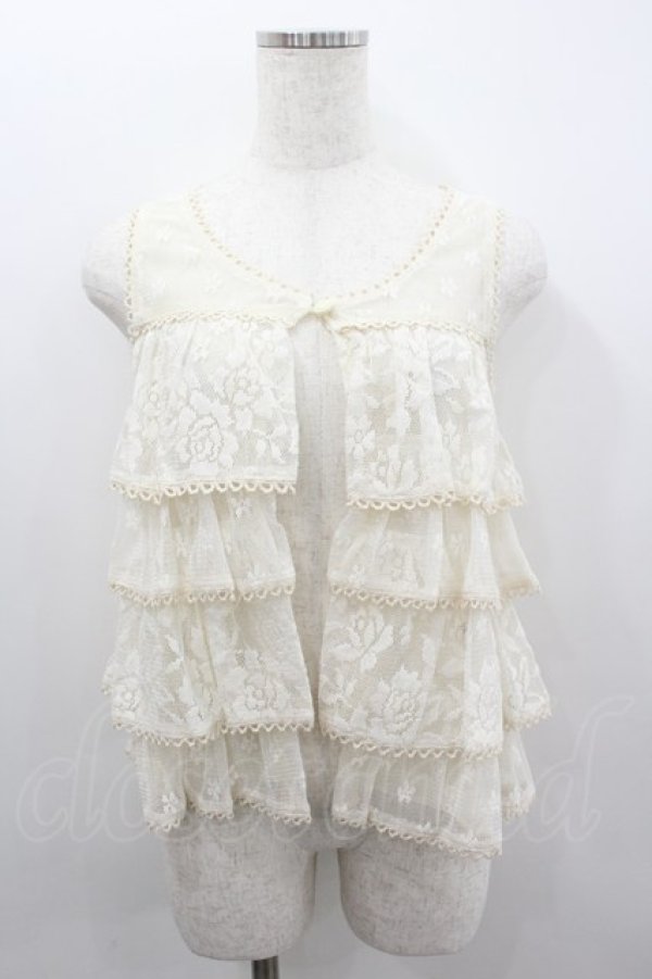 画像1: LIZ LISA / 4段レースフリルノースリーブカーディガン  アイボリー I-26-02-11-068-LO-TO-SA-ZI (1)