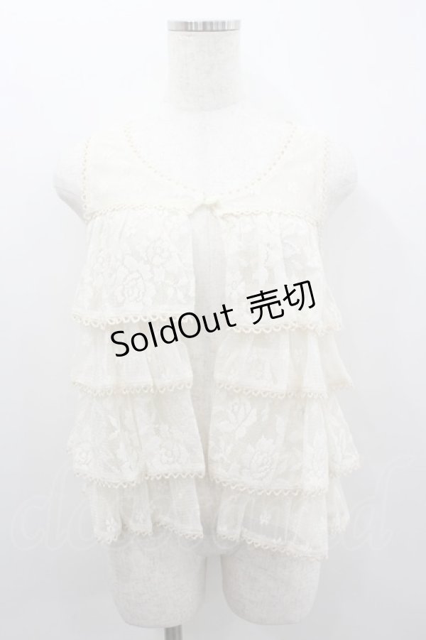 画像1: LIZ LISA / 4段レースフリルノースリーブカーディガン  アイボリー I-26-02-11-068-LO-TO-SA-ZI (1)