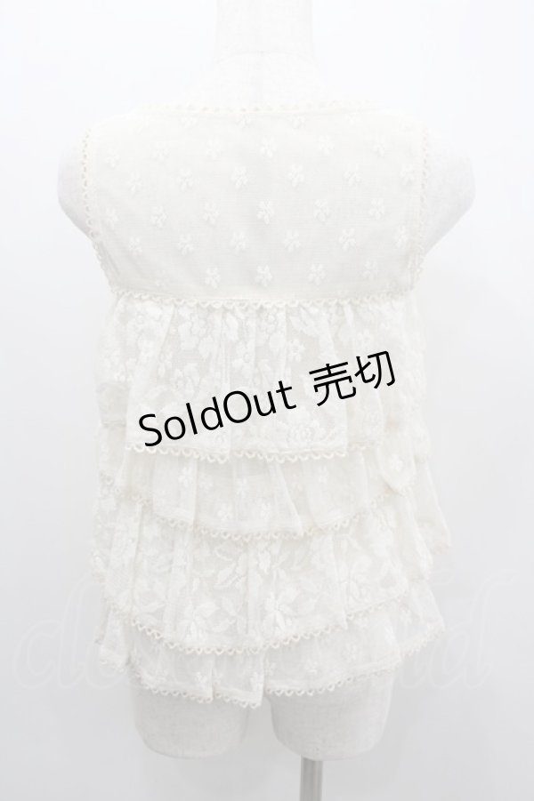 画像2: LIZ LISA / 4段レースフリルノースリーブカーディガン  アイボリー I-26-02-11-068-LO-TO-SA-ZI (2)