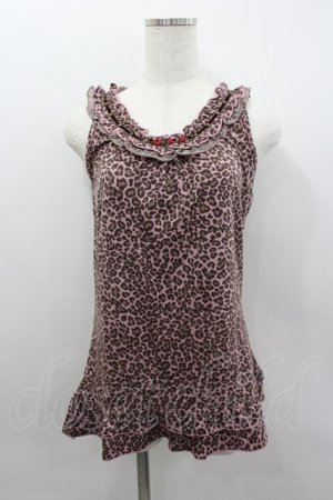 画像: axes femme / 巻き薔薇レオパードタンク  ピンクＸブラウン I-26-02-11-072-AX-TO-SA-ZI