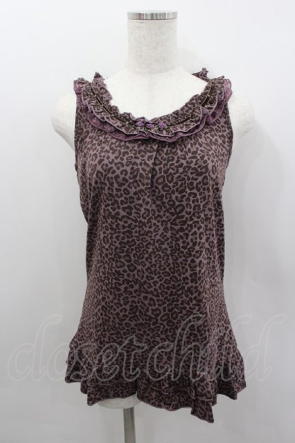 画像1: axes femme / 巻き薔薇レオパードタンク  パープル I-26-02-11-073-AX-TO-SA-ZI (1)