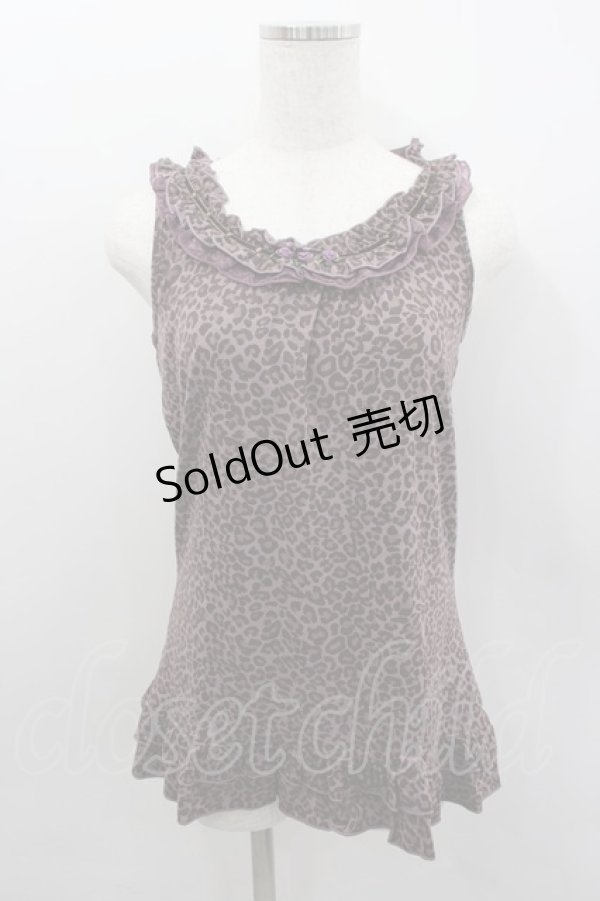 画像1: axes femme / 巻き薔薇レオパードタンク  パープル I-26-02-11-073-AX-TO-SA-ZI (1)