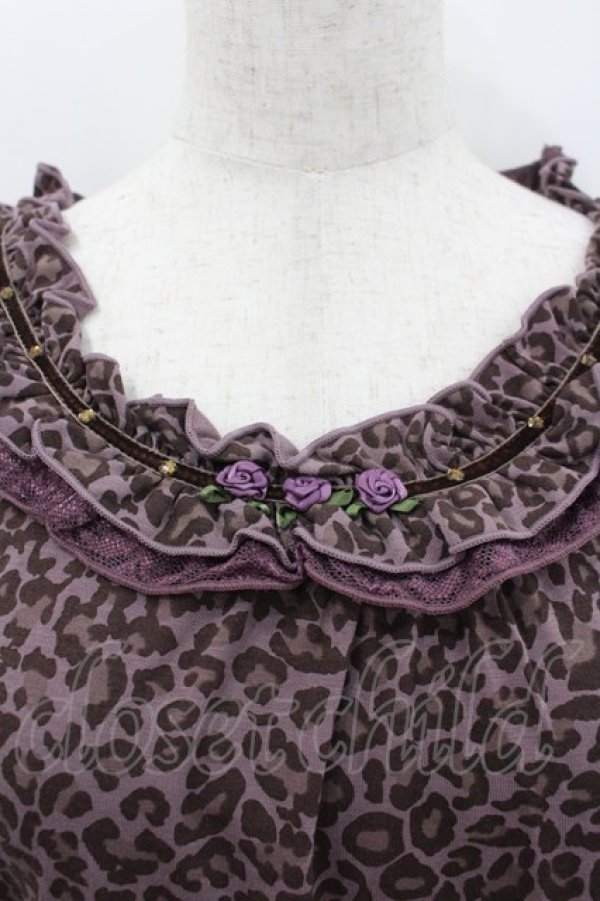 画像2: axes femme / 巻き薔薇レオパードタンク  パープル I-26-02-11-073-AX-TO-SA-ZI (2)