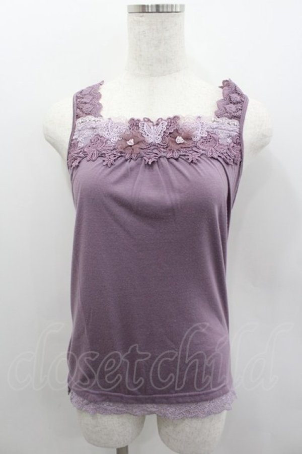 画像1: axes femme / フラワーレースタンク  パープル I-26-02-11-076-AX-TO-SA-ZI (1)