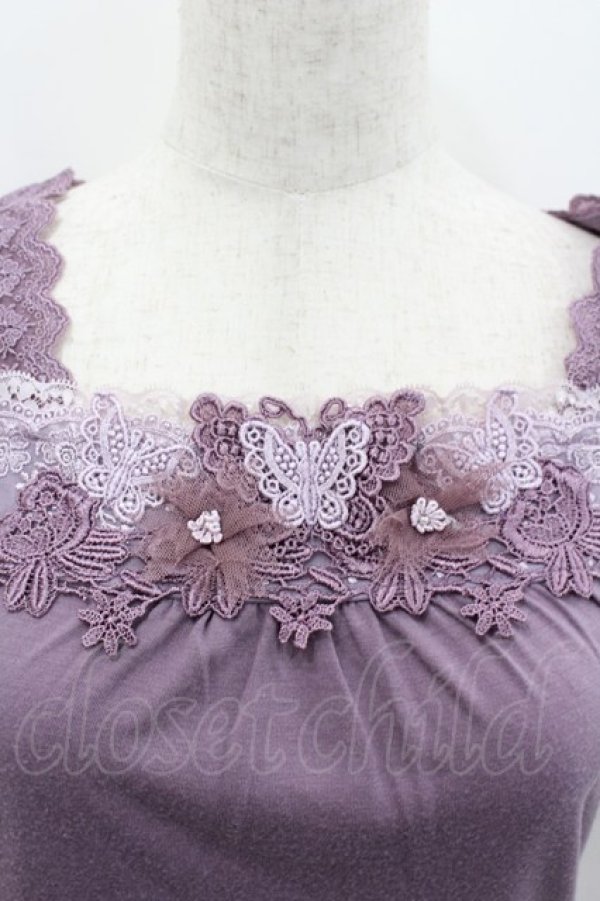 画像2: axes femme / フラワーレースタンク  パープル I-26-02-11-076-AX-TO-SA-ZI (2)