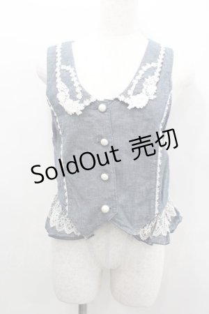 画像: axes femme / フラワーレースベスト  青デニムＸ白 I-26-02-11-078-AX-TO-SA-ZI
